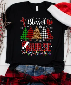 Red Buffalo Plaid Nurse Christmas Tee Shirt