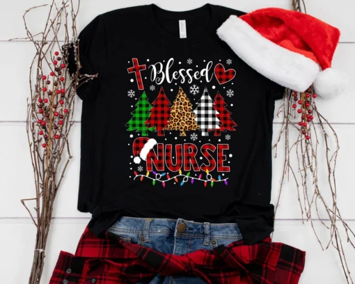 Red Buffalo Plaid Nurse Christmas Tee Shirt