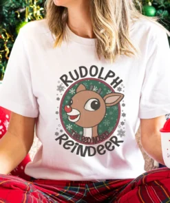 Retro Rudolph The Red Nosed Reindeer Christmas Tee Shirt