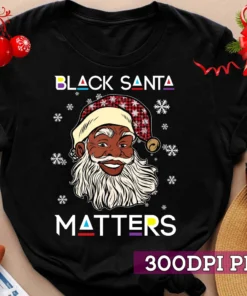 Santa Black Matters Afro African American Santa Face Christmas Red Plaid Tee Shirt