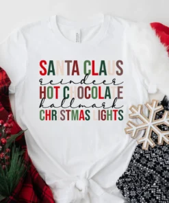 Santa Claus Hot Chocolate Tis The Season Christmas Tee Shirt