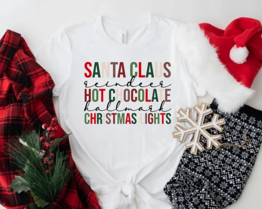 Santa Claus Hot Chocolate Tis The Season Christmas Tee Shirt