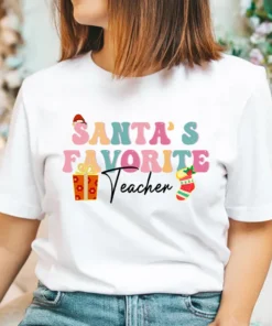 Santas favorite teacher christmas Tee Shirt