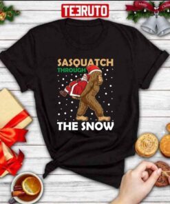 Sasquatch Through The Snow Santa Abduction Tee Shirt