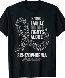 Schizophrenia Awareness Month Butterflies Silver Ribbon T-Shirt