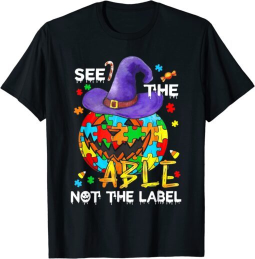 See The Able Not The Label Autism Awareness Pumpkin Tee Shirt