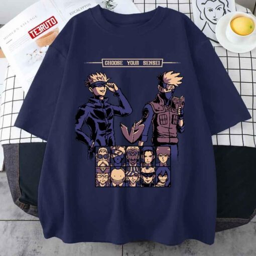 Sensei Fighter Choose Your Sensei Jujutsu Kaisen Satoru Gojo Naruto Kakashi Anime Tee shirt