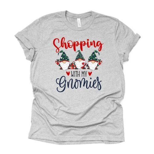 Shopping with my Gnomies Merry Christmas Tee Shirt