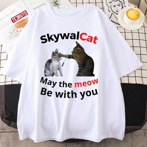 Skywalcat May The Meow Be With You Star Wars Kitten Cats Tee Shirt