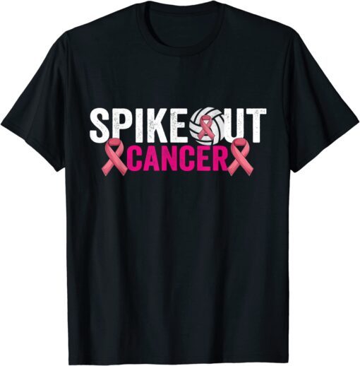 Spike Out Cancer Volleyball Breast Cancer Awareness Tee Shirt