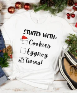 Stuffed with Twins Pregnancy Christmas reveal Tee Shirt