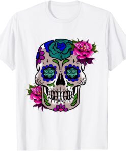 Sugar Skull Day Of The Dead Cool Bone Head Skulls Tee Shirt