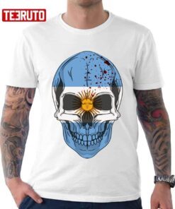 Sugar Skull With Roses And Flag Of Argentina Tee shirt