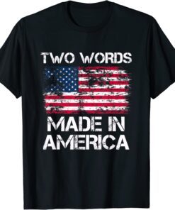 Two Words Made In America US Flag Anti Biden Tee Shirt