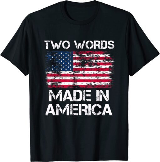 Two Words Made In America US Flag Anti Biden Tee Shirt