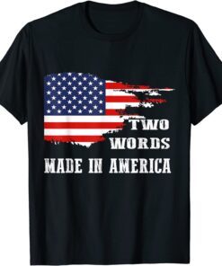 Two Words Made In America Us Flag Tee Shirt