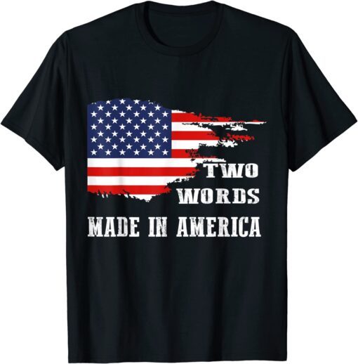 Two Words Made In America Us Flag Tee Shirt