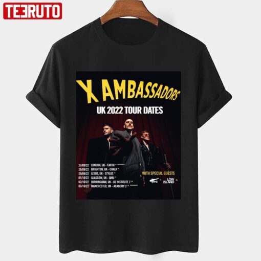 Uk Date Of X The Liar X Ambassadors Uk 2022 Tour Tee shirt