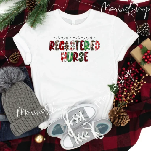 Very Merry Registered Nurse Christmas Tee Shirt