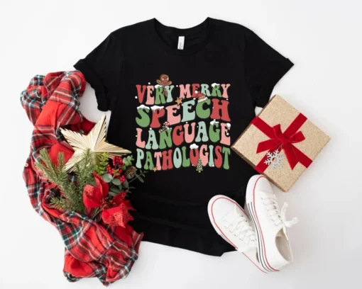 Very Merry Speech Language Pathologist Christmas Tee Shirt