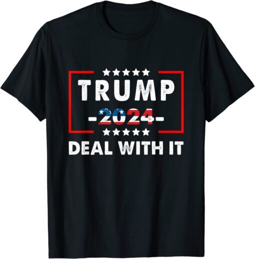 Vintage Trump 2024 Campaign US Flag Deal With It Trump Tee Shirt