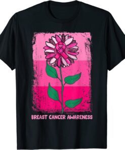 Vintage Wear Pink Breast Cancer Awareness Sunflower Tee Shirt