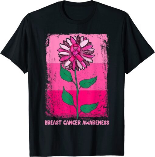 Vintage Wear Pink Breast Cancer Awareness Sunflower Tee Shirt