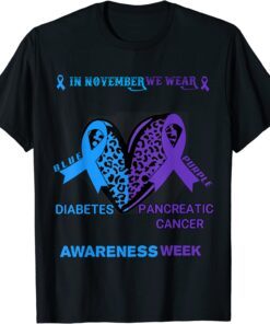 We Wear Blue Purple For Cancer and Diabetes Awareness Week Tee Shirt