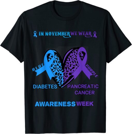 We Wear Blue Purple For Cancer and Diabetes Awareness Week Tee Shirt