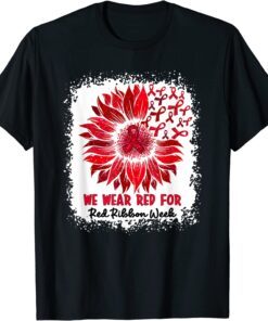 We Wear Red For Red Ribbon Week Awareness Month Sunflower Classic Shirt