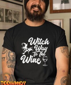 Witch Way to The Wine Halloween Wine Lovers Witch Pun Tee Shirt