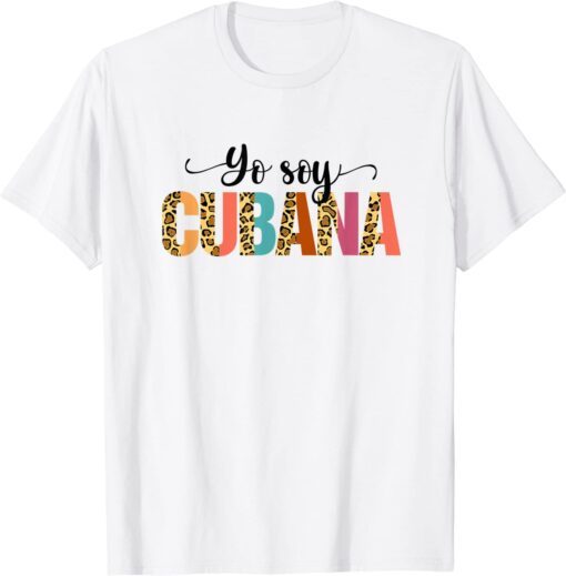 Yo Soy Cubana Proud Cuban Cuba Pride Half Leopard Print Tee Shirt