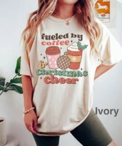 fueled by coffee and Christmas cheer Christmas Tee Shirt