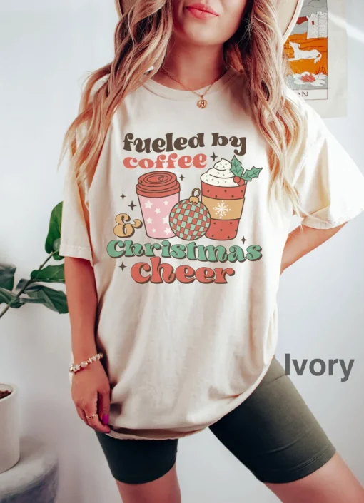 fueled by coffee and Christmas cheer Christmas Tee Shirt