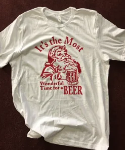 santa Its The Most Wonderful Time For A Beer Christmas Tee Shirt