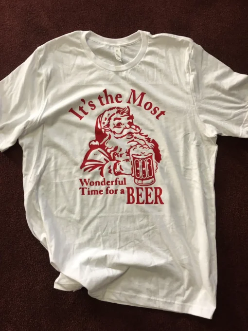 santa Its The Most Wonderful Time For A Beer Christmas Tee Shirt