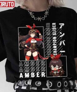 Amber Gliding Champion Graphic Design Genshin Impact Tee Shirt