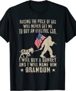 Bigfoot US Flag Buy A Donkey Name Him Brandon Anti Biden Tee Shirt