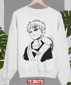 Black And White Design Gaara Cute Face Naruto Anime Tee Shirt