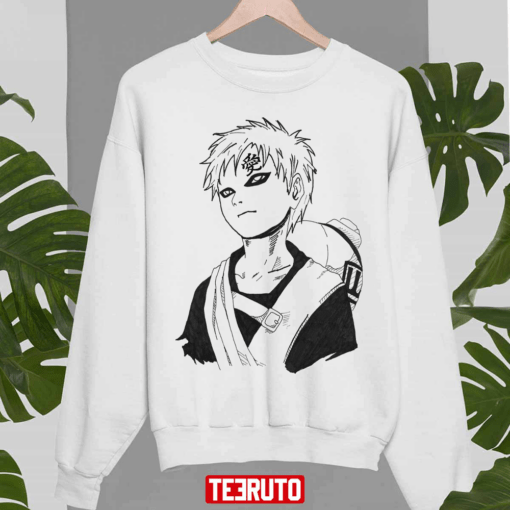 Black And White Design Gaara Cute Face Naruto Anime Tee Shirt