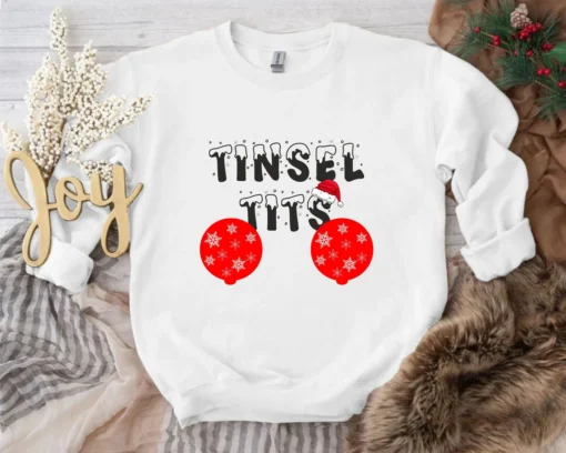 Christmas Tinsel Tits Tee Shirt