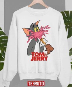 Eating Ice Cream Tom And Jerry Cartoon Design Tee Shirt