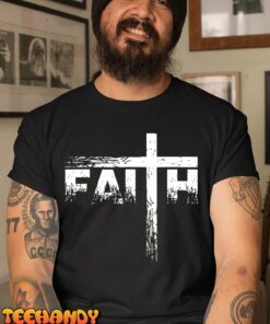 Faith Men’s Christian Cross Faith Distressed Religious T-Shirt