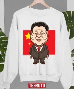 Politics Xi Jinping Portrait China Flag Tee Shirt