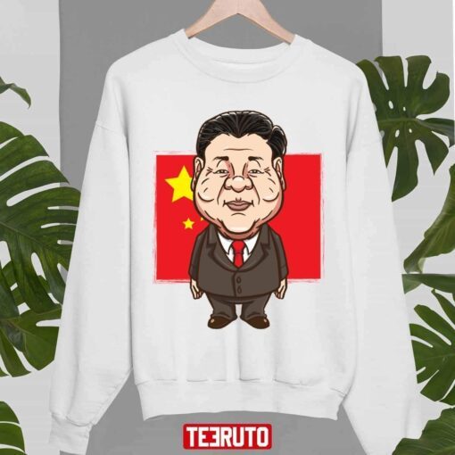 Politics Xi Jinping Portrait China Flag Tee Shirt