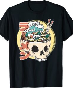 Ramen Wave Skull Bowl Japanese Noodles Udon Ramen T-Shirt