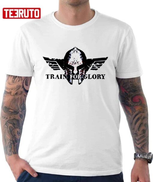 Train For Glory Sparta Workout Fitness Crossfit Powerlifting Logo Tee Shirt