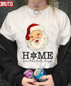 Vintage Santa Claus Home For The Holidays Christmas Tee Shirt