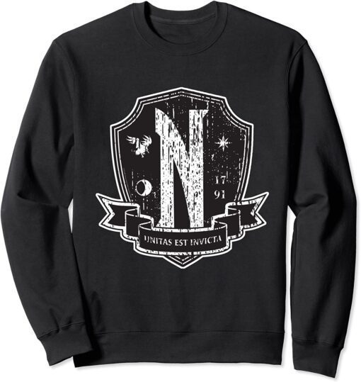 Wednesday Nevermore Logo Distressed Sweatshirt