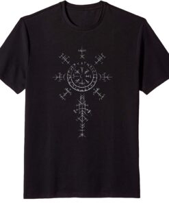 Retro Viking Symbol Compass Vegvisir Nordic Rune Celtic T-Shirt